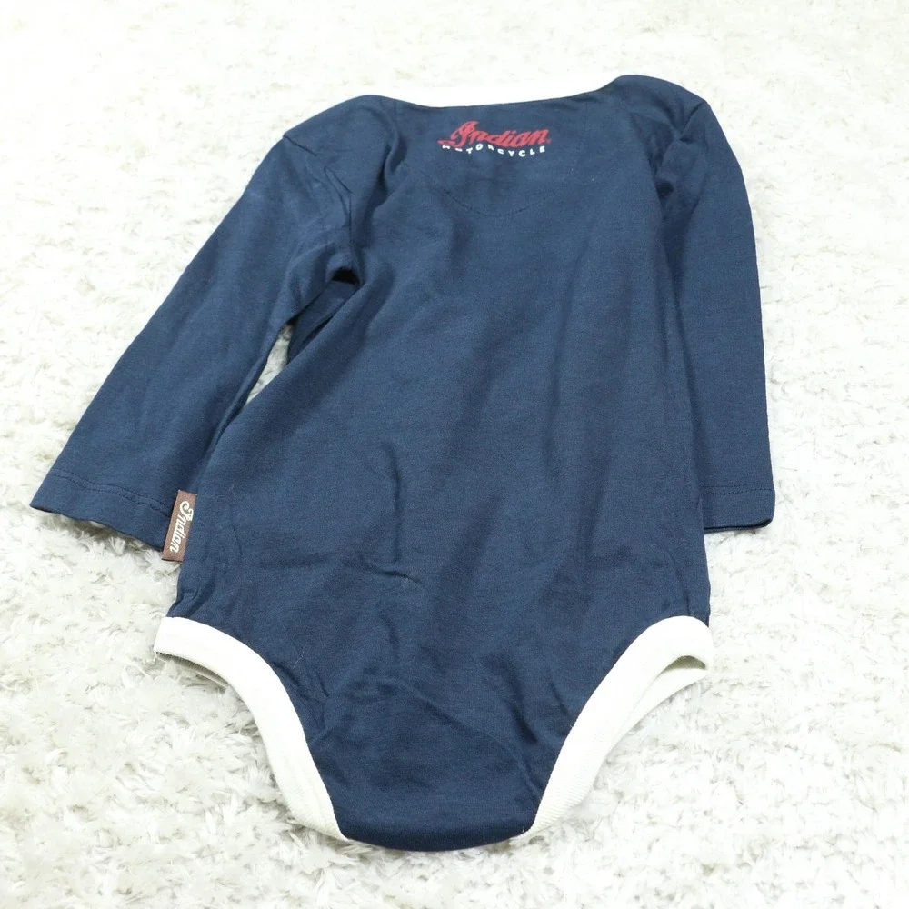 Indian Motorcycle Baby Bodysuit 3-Pack 6-12 Months Long Sleeve Cotton Romper Set